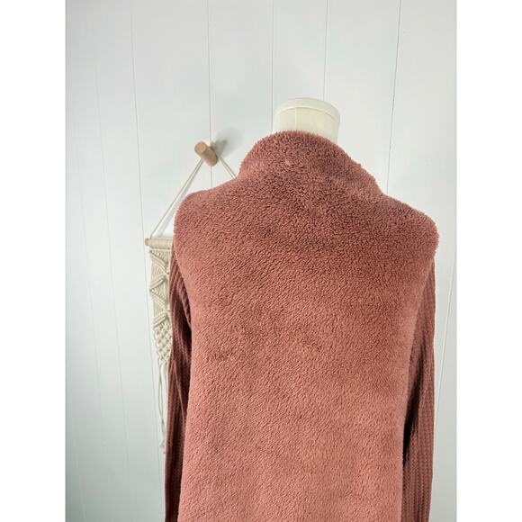 Jodifl Plush Faux Fur Teddy Coat Size Medium Cardigan Sweater Mauve - Picture 6 of 8